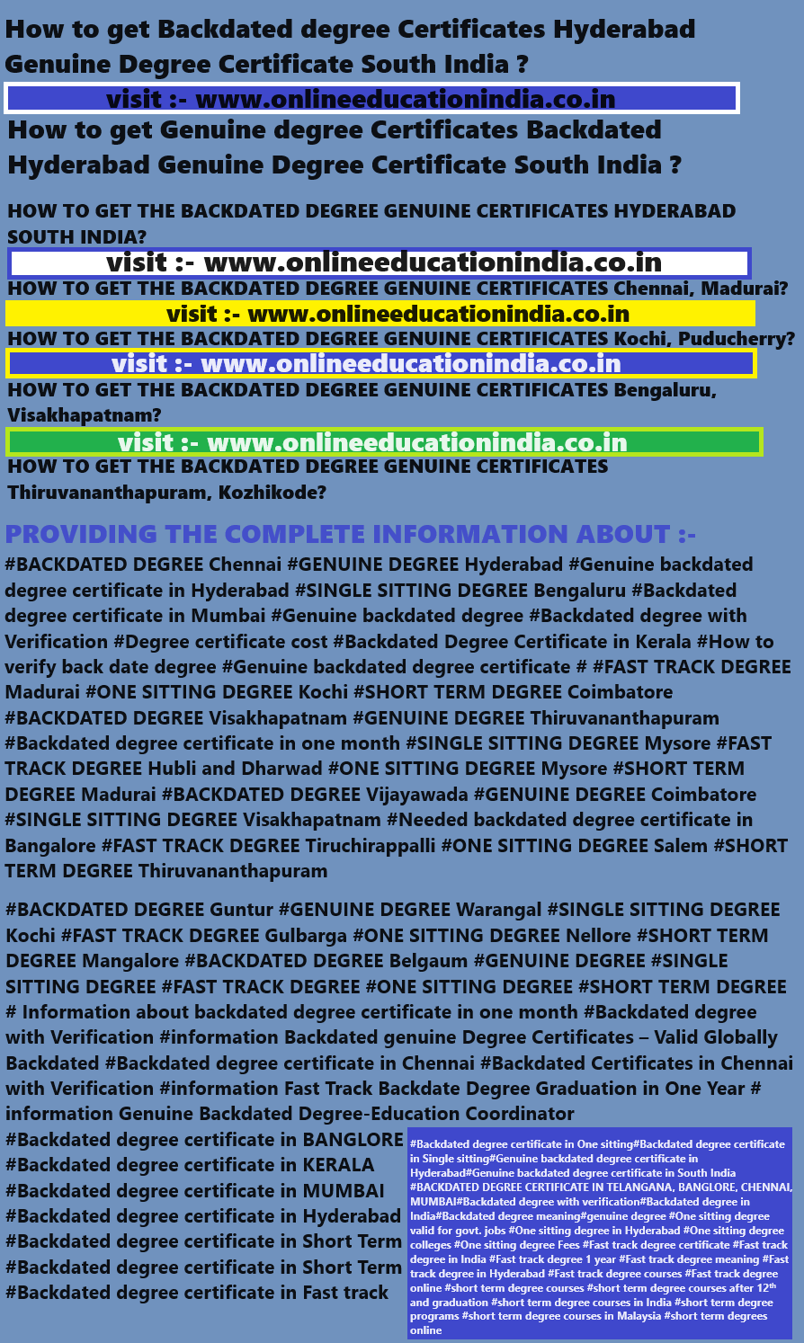 How to get Backdated degree Certificates Hyderabad Genuine Degree Certificate South India Backdated degree Certificates Hyderabad South India Genuine degree