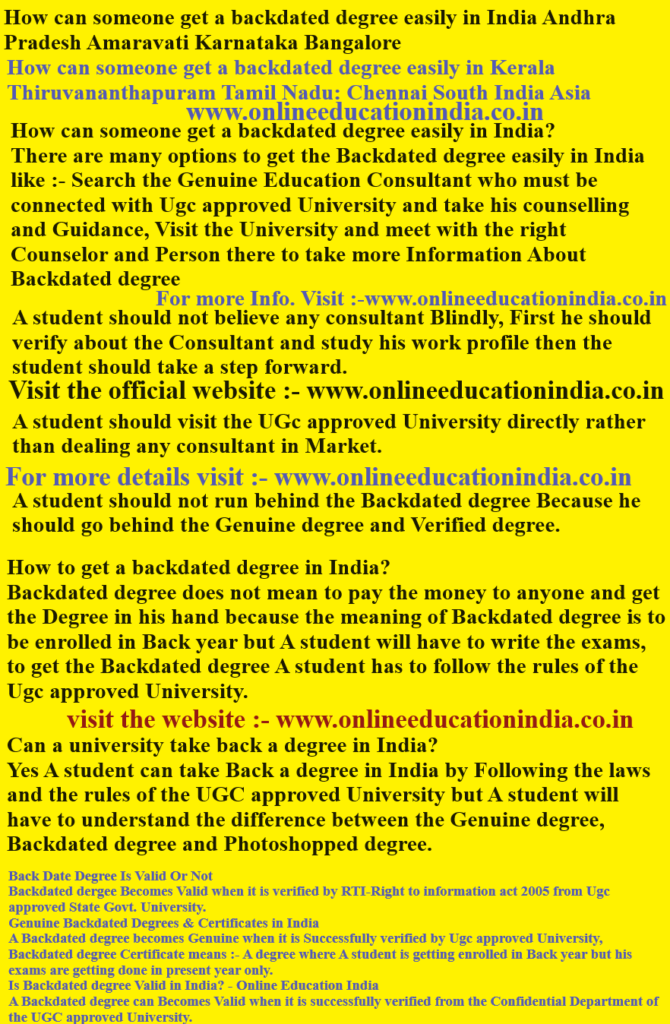Information on backdated degree guidance by Dr. Mehta, Providing honest information, selfless counseling and clear guidance to choose the right educational track, counselling about proper documentation, eligibility clarity, doubt resolution and student assistance without fees, helping students avoid wrong guidance. Official website www.onlineeducationindia.co.in