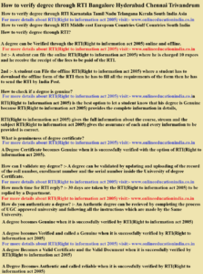 How to verify degree through RTI Bangalore Hyderabad Chennai Trivandrum How to verify degree through RTI Karnataka Tamil Nadu Telangana Kerala South India Asia How to verify degree through RTI Middle east European Countries Gulf Countries South India