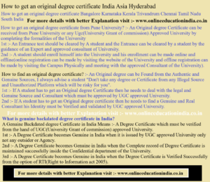How to get an original degree certificate India Asia Hyderabad How to get an original degree certificate Bangalore Karnataka Kerala Trivandrum Chennai Tamil Nadu South India