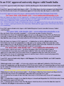 Is an UGC approved university degree valid South India Is an UGC approved university degree valid Kerala Bangalore Hyderabad Chennai South India