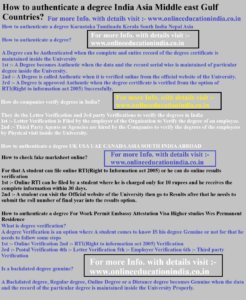 How to authenticate a degree India Asia Middle east Gulf Countries? How to authenticate a degree Karnataka Tamilnadu Kerala South India Nepal Asia
