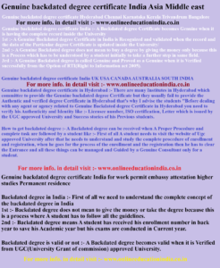 Genuine backdated degree certificate India Asia Middle east Genuine backdated degree certificate Hyderabad Chennai Karnataka Kerala Trivandrum Bangalore