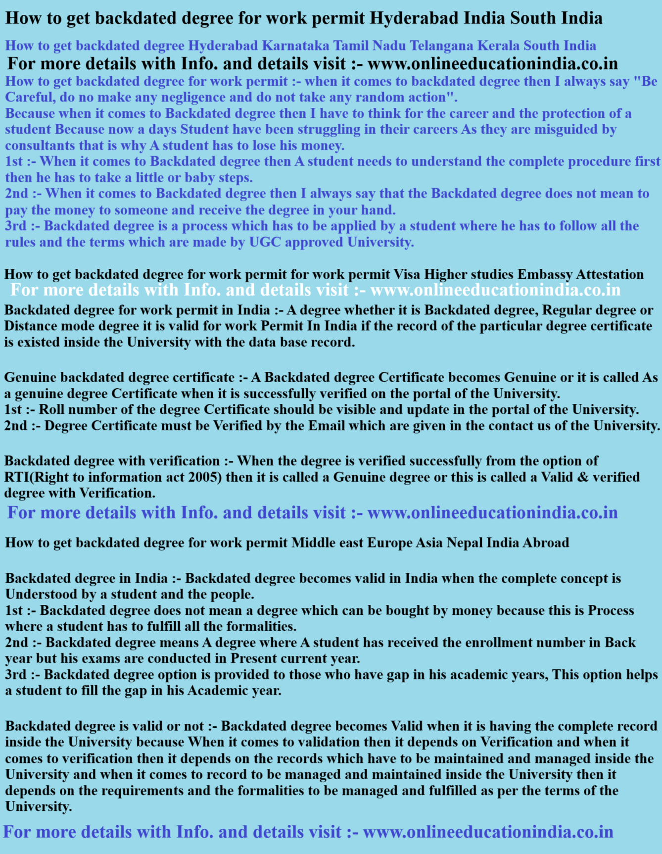 How to get backdated degree for work permit Hyderabad India South India How to get backdated degree Hyderabad Karnataka Tamil Nadu Telangana Kerala South India