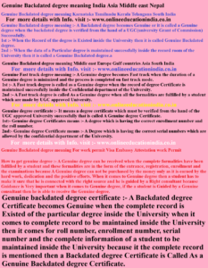 Genuine Backdated degree meaning India Asia Middle east Nepal Genuine Backdated degree meaning Karnataka Tamilnadu Kerala Telangana South India Hyderabad Chennai Bangalore