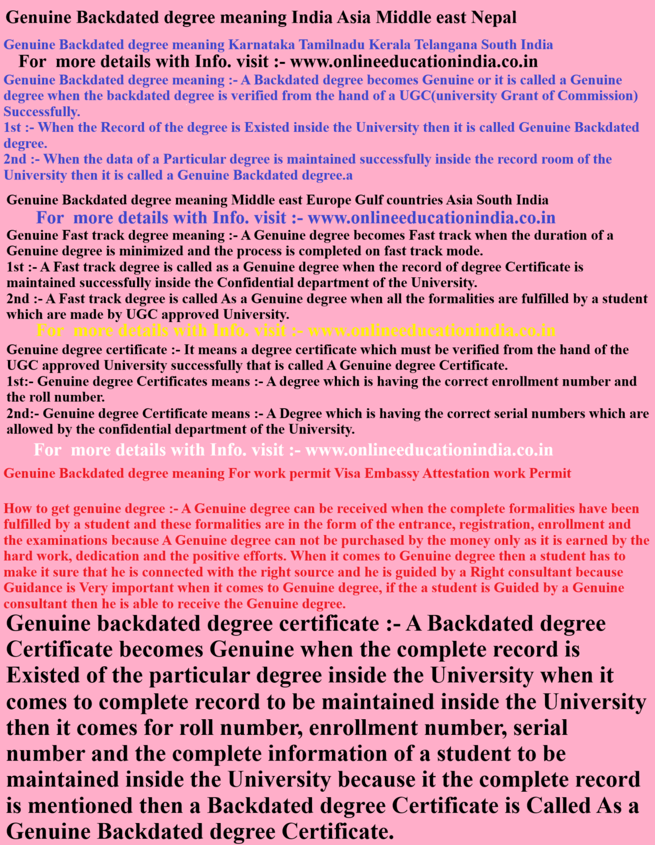 Genuine Backdated degree meaning India Asia Middle east Nepal Genuine Backdated degree meaning Karnataka Tamilnadu Kerala Telangana South India Hyderabad Chennai Bangalore