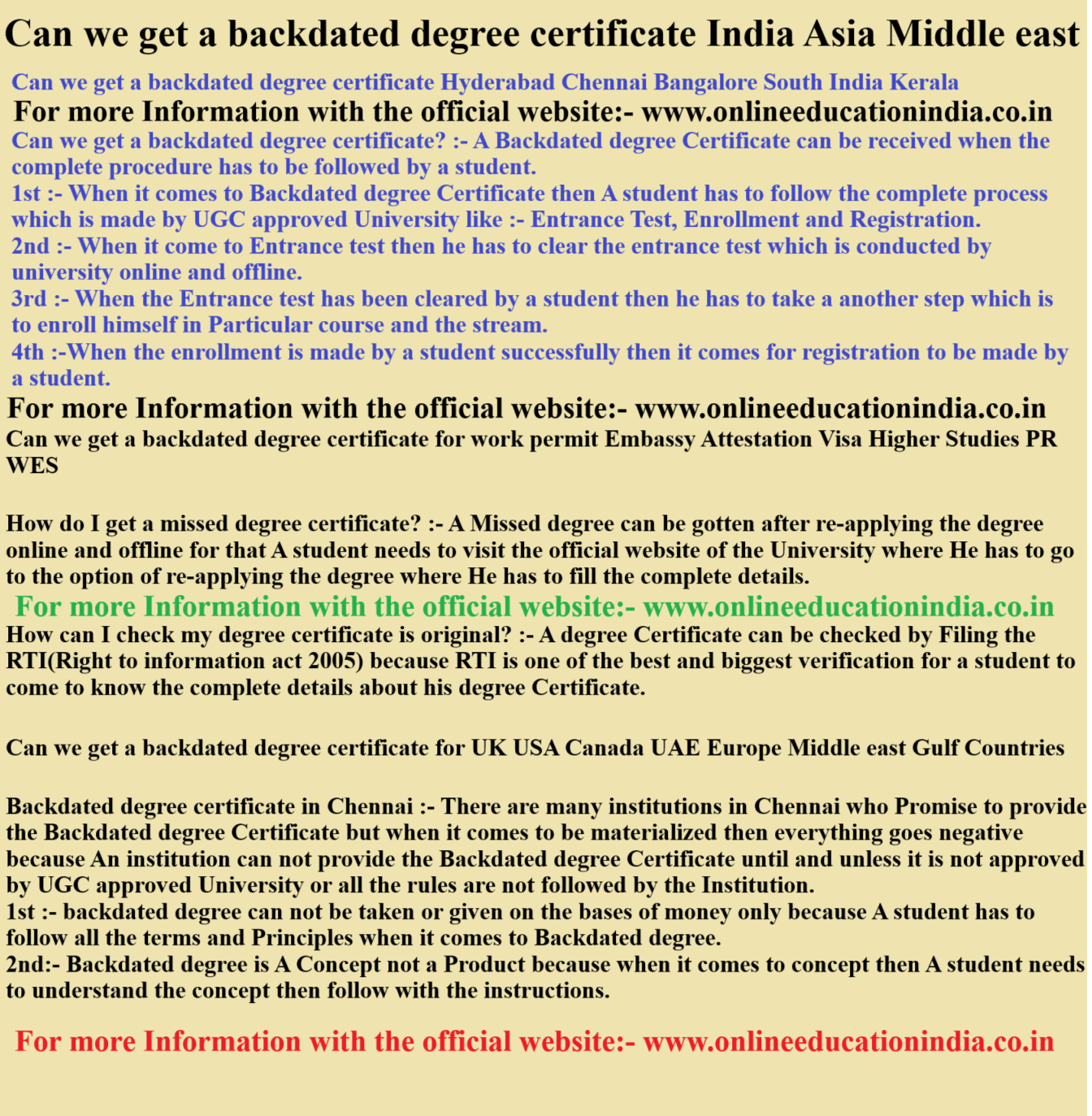 Can we get a backdated degree certificate India Asia Middle east Can we get a backdated degree certificate Hyderabad Chennai Bangalore South India Kerala