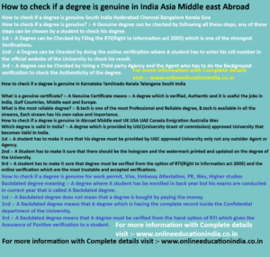 How to check if a degree is genuine in India Asia Middle east Abroad How to check if a degree is genuine South India Hyderabad Chennai Bangalore Kerala Goa
