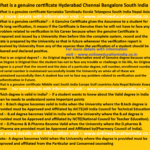 What is a genuine certificate Hyderabad Chennai Bangalore South India 