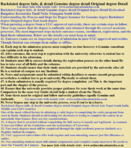 Backdated degree Info. & detail Genuine degree detail Original degree Detail Backdated degree Info. & detail Genuine degree detail Original degree Detail Hyderabad Bangalore Karnataka Tamil Nadu Telangana South India