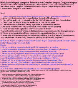 Backdated degree complete Information Genuine degree Original degree Backdated degree complete Information Genuine degree Original degree Hyderabad Chennai Pune Bangalore South India