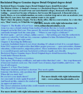 Backdated Degree Genuine degree Detail Original degree detail Backdated Degree Genuine degree Detail Original degree detail Hyderabad