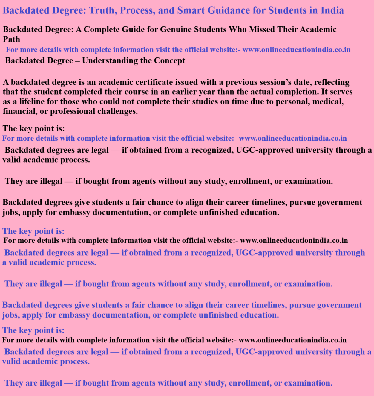 Backdated Degree: Truth, Process, and Smart Guidance for Students in India Backdated Degree: A Complete Guide for Genuine Students Who Missed Their Academic