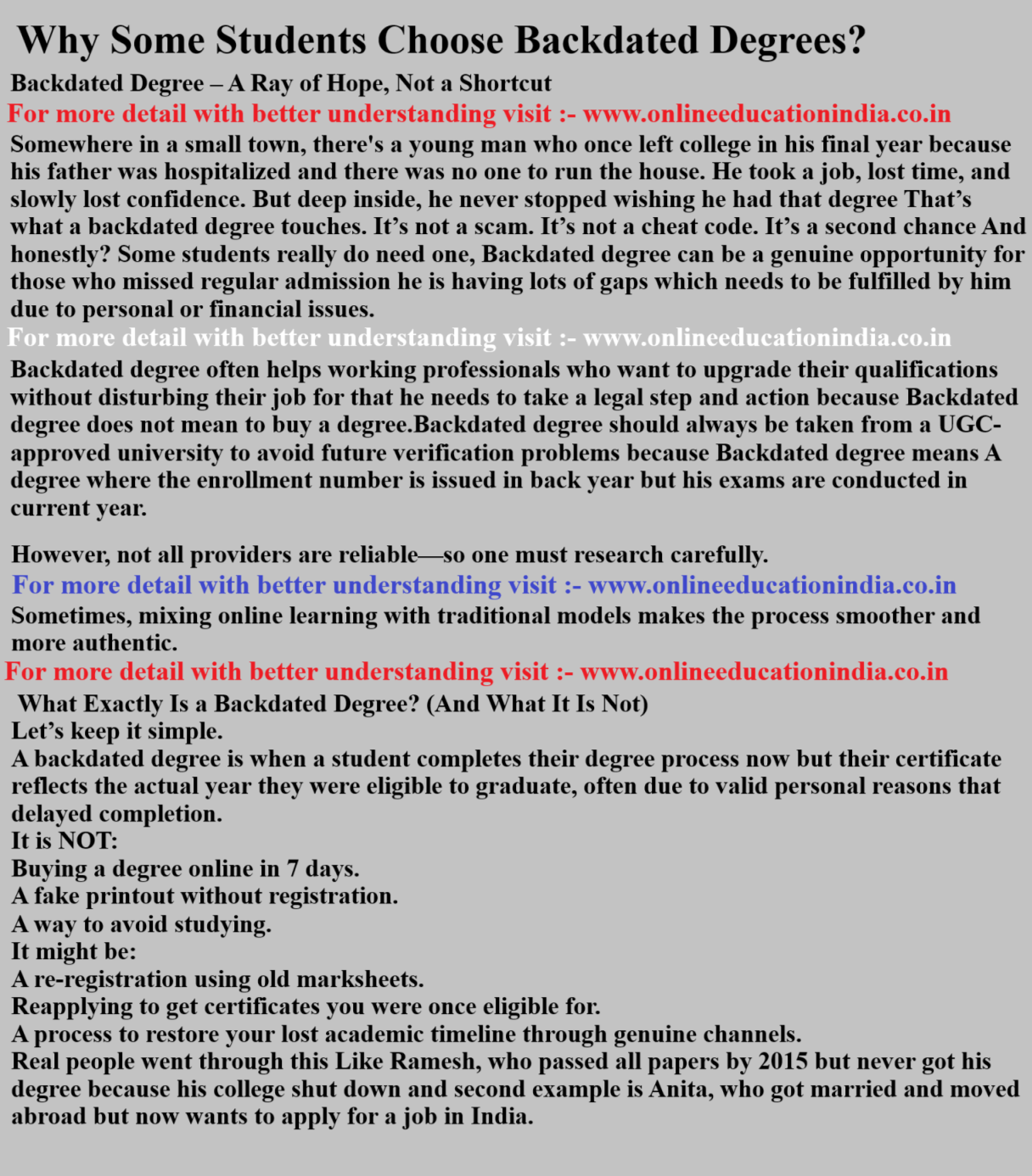 Why Some Students Choose Backdated Degrees? Backdated Degree in Hyderabad Chennai Pune Banglore Kerala South India Asia Middle east Gulf countries