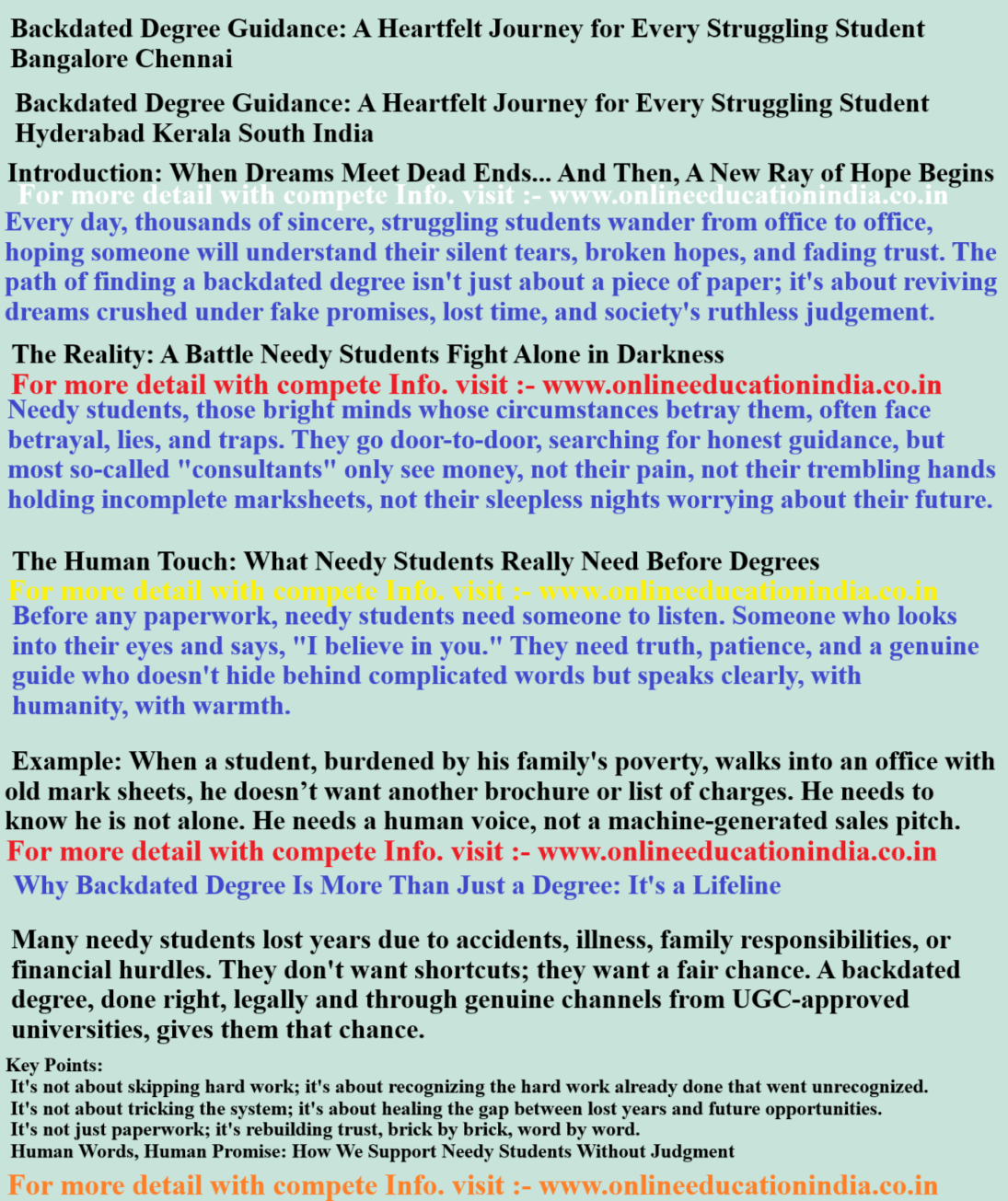 Backdated Degree Guidance: A Heartfelt Journey for Every Struggling Student Bangalore chennai South India Asia Middle east Gulf Countries