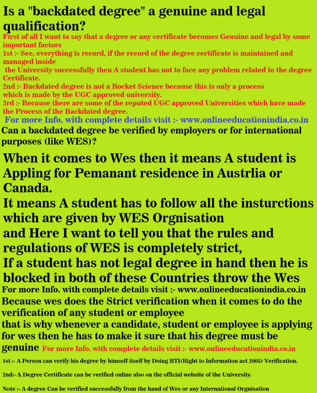 Is a "backdated degree" a genuine and legal qualification? Can a backdated degree be verified by employers or for international purposes (like WES)? 