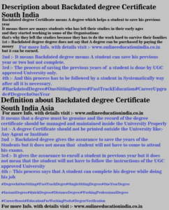 Description about Backdated degree Certificate South India Definition about Backdated degree Certificate South India Asia Detail about Backdated degree
