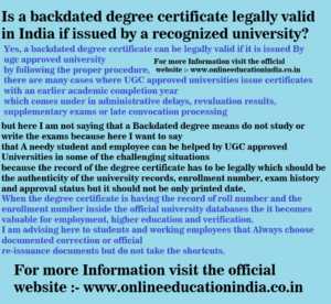 #BackdatedDegree #DegreeCorrection #UGCApprovedDegree #AcademicJustice #DegreeVerification, #EducationIndia, #StudentGuidance, #CareerSupport, #HigherEducation,backdated degree certificate, backdate degree validity India, degree certificate date correction, UGC approved degree, degree verification process, academic delay solution, university degree correction, student education guidance,